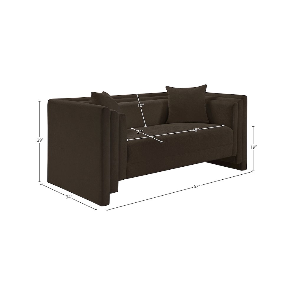 Everett Brown Chenille Fabric Loveseat