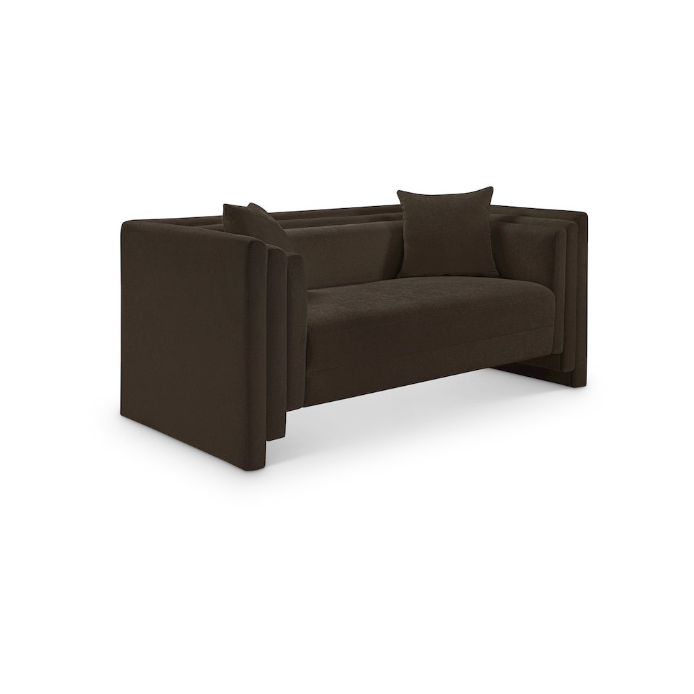 Everett Brown Chenille Fabric Loveseat