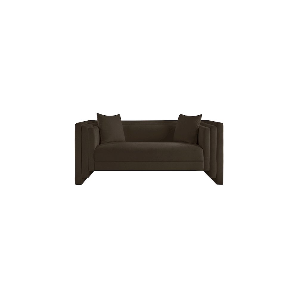 Everett Brown Chenille Fabric Loveseat