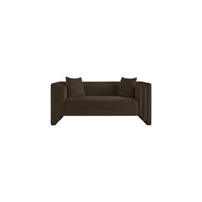 Everett Brown Chenille Fabric Loveseat