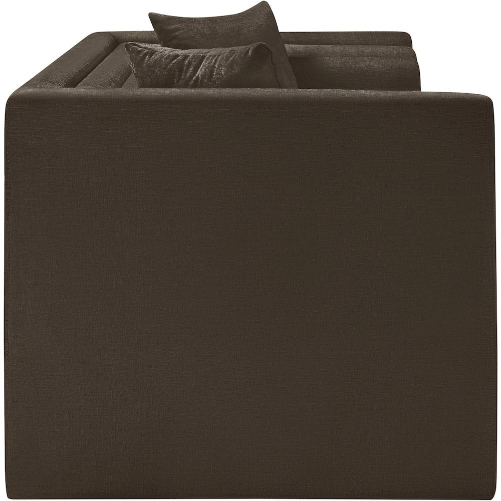 Everett Brown Chenille Fabric Loveseat