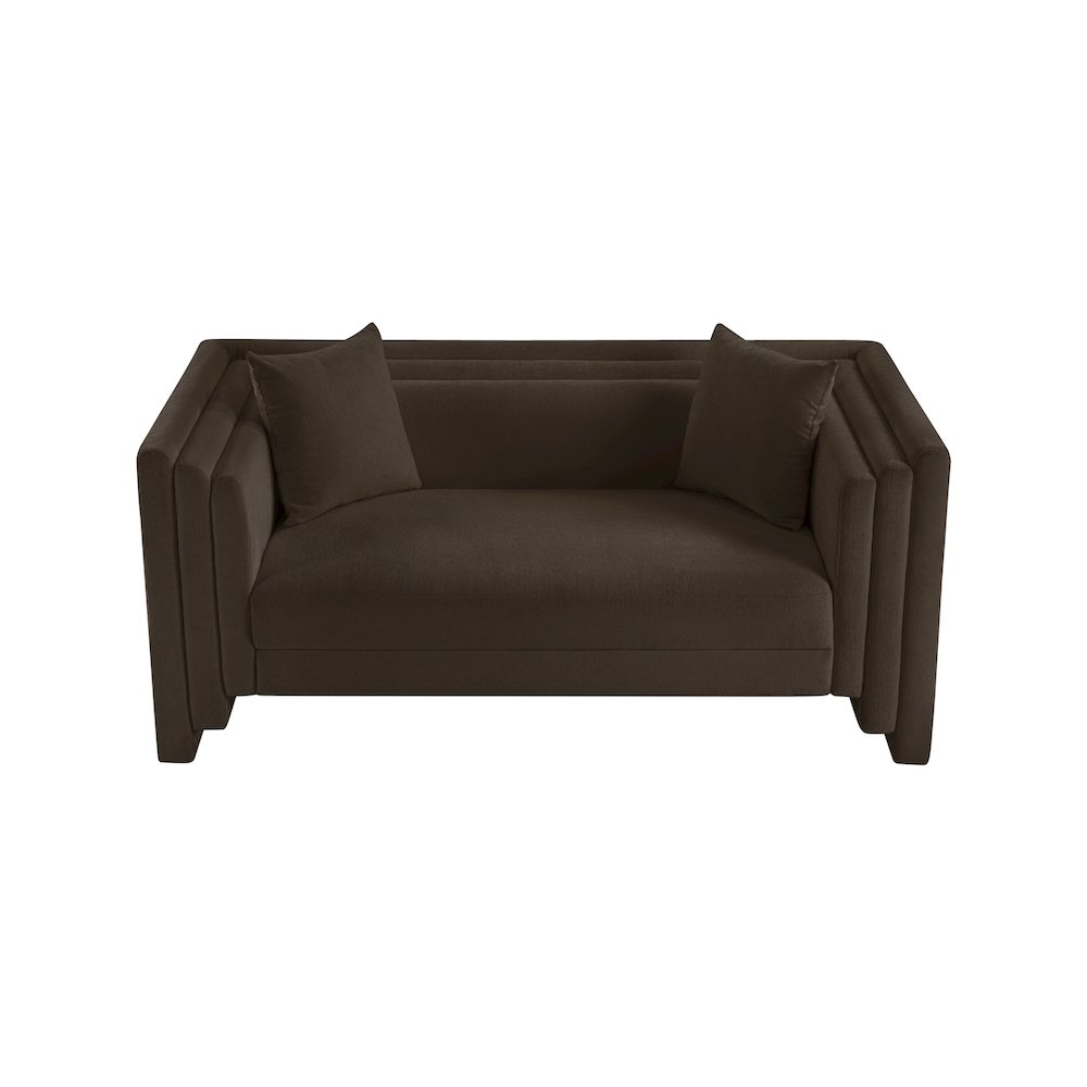 Everett Brown Chenille Fabric Loveseat