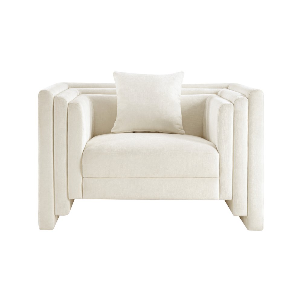 Everett Cream Chenille Fabric Chair