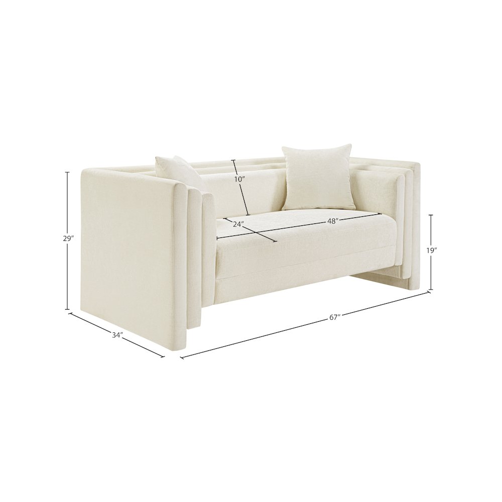 Everett Cream Chenille Fabric Loveseat