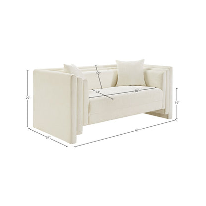 Everett Cream Chenille Fabric Loveseat