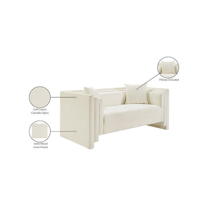 Everett Cream Chenille Fabric Loveseat