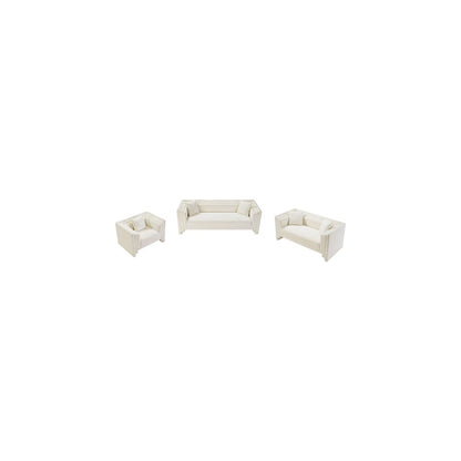 Everett Cream Chenille Fabric Loveseat