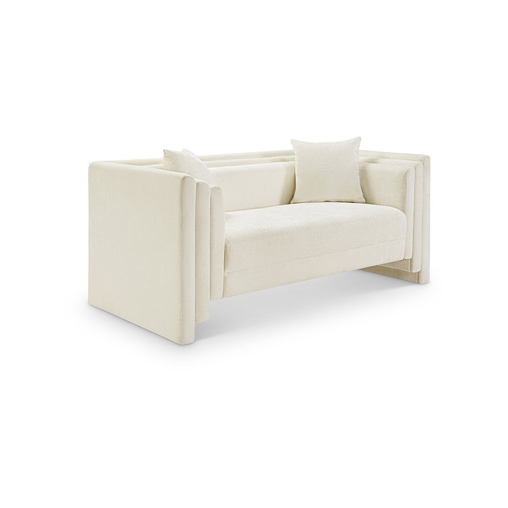 Everett Cream Chenille Fabric Loveseat