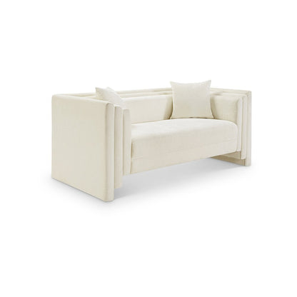 Everett Cream Chenille Fabric Loveseat