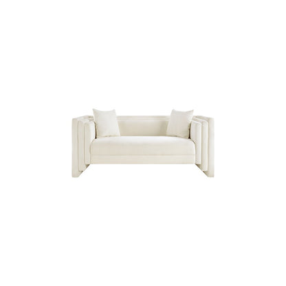 Everett Cream Chenille Fabric Loveseat
