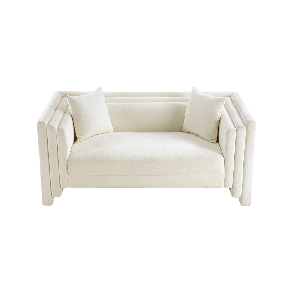 Everett Cream Chenille Fabric Loveseat