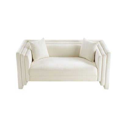 Everett Cream Chenille Fabric Loveseat