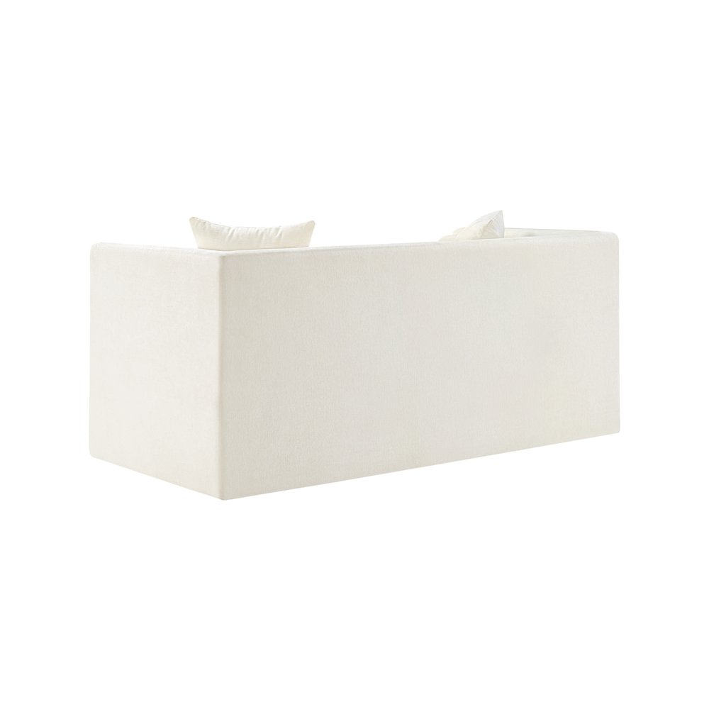 Everett Cream Chenille Fabric Loveseat