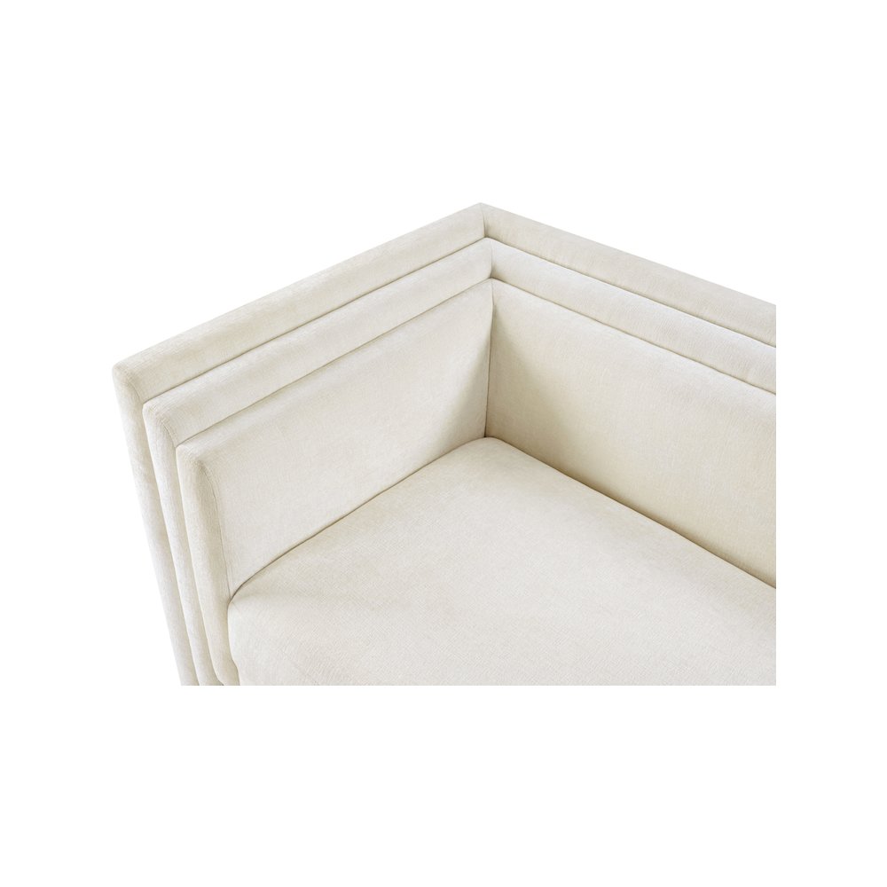 Everett Cream Chenille Fabric Loveseat