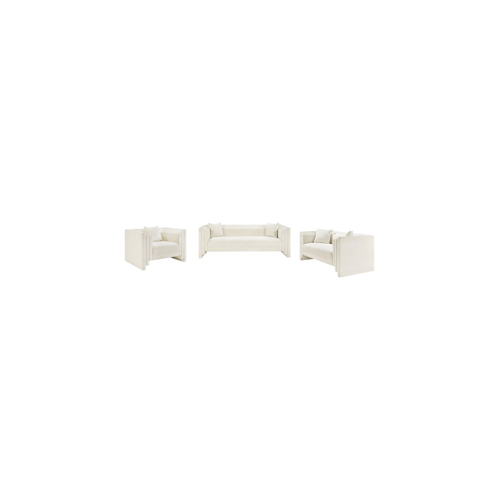 Everett Cream Chenille Fabric Loveseat