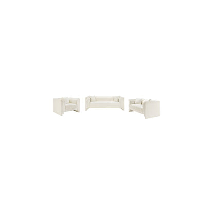 Everett Cream Chenille Fabric Loveseat