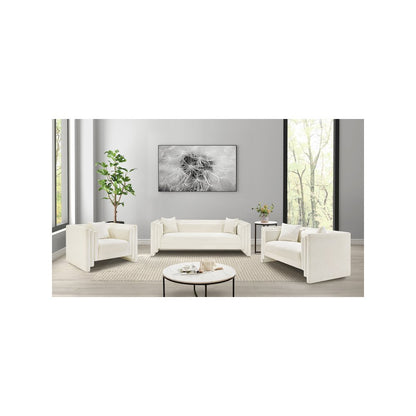 Everett Cream Chenille Fabric Loveseat