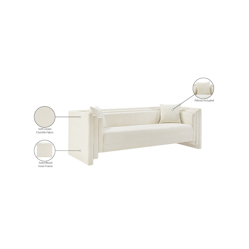 Everett Cream Chenille Fabric Sofa