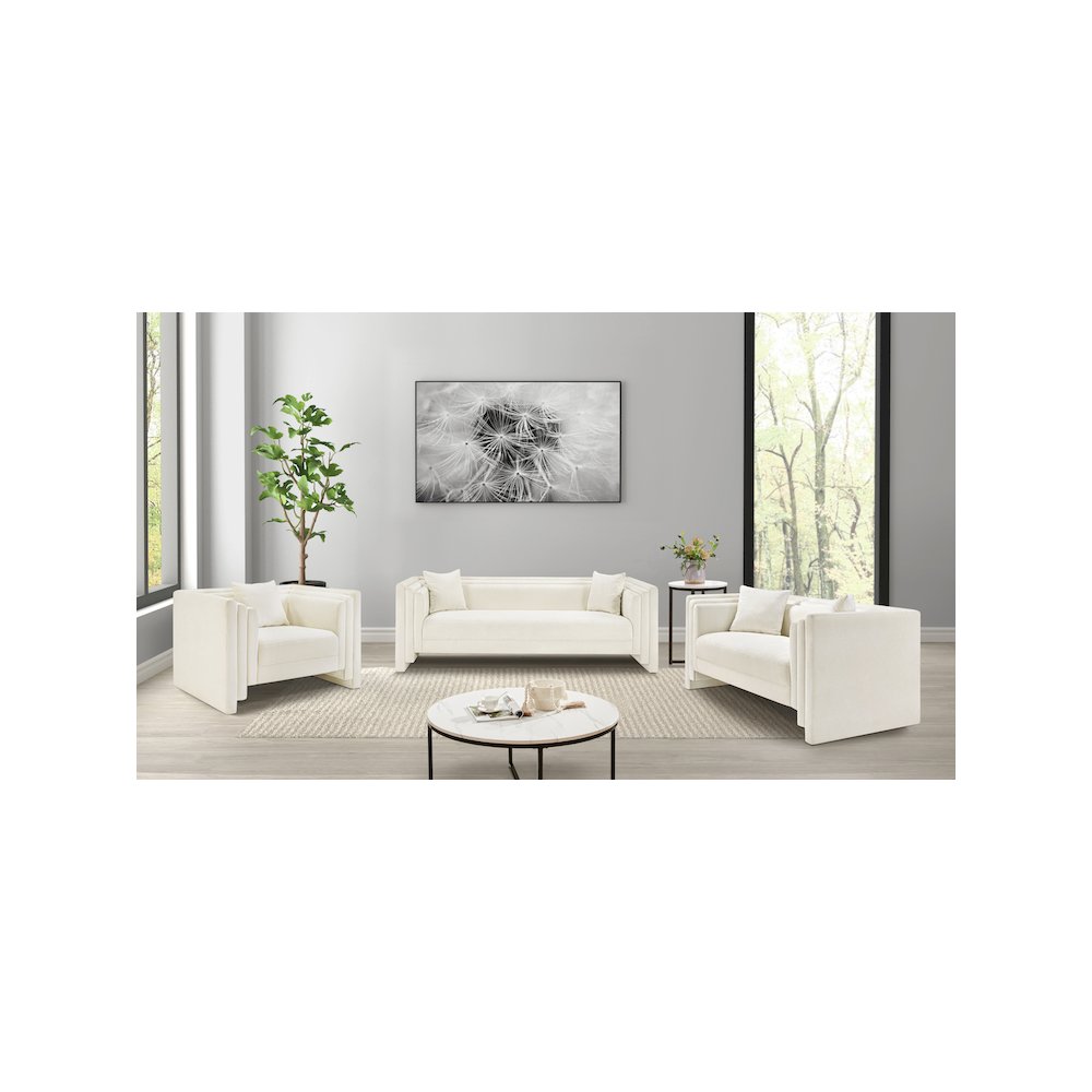 Everett Cream Chenille Fabric Sofa