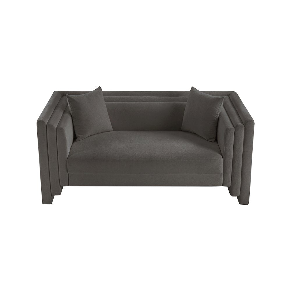 Everett Grey Chenille Fabric Loveseat