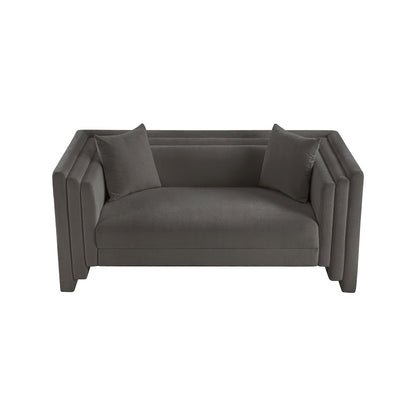 Everett Grey Chenille Fabric Loveseat