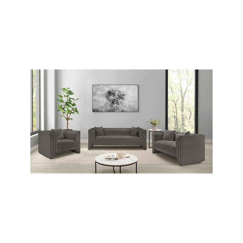 Everett Grey Chenille Fabric Loveseat