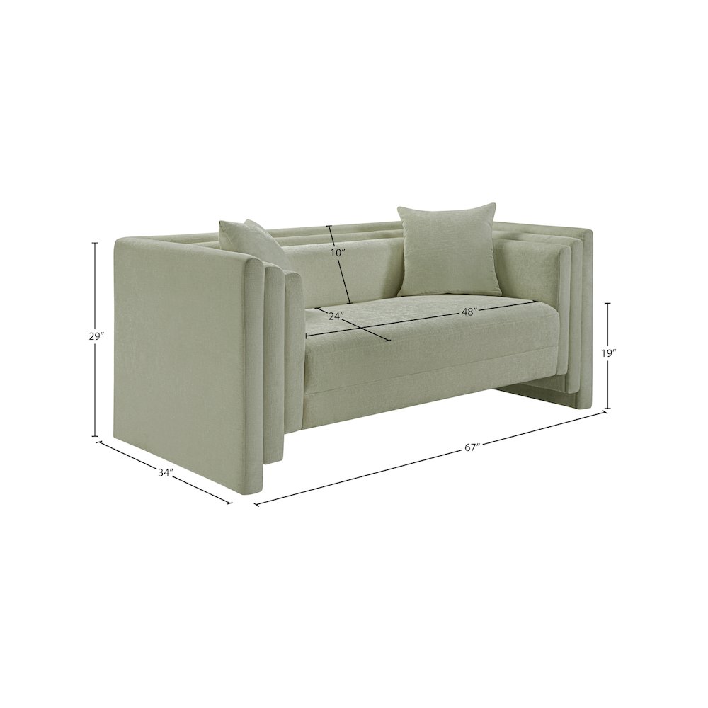 Everett Mint Chenille Fabric Loveseat