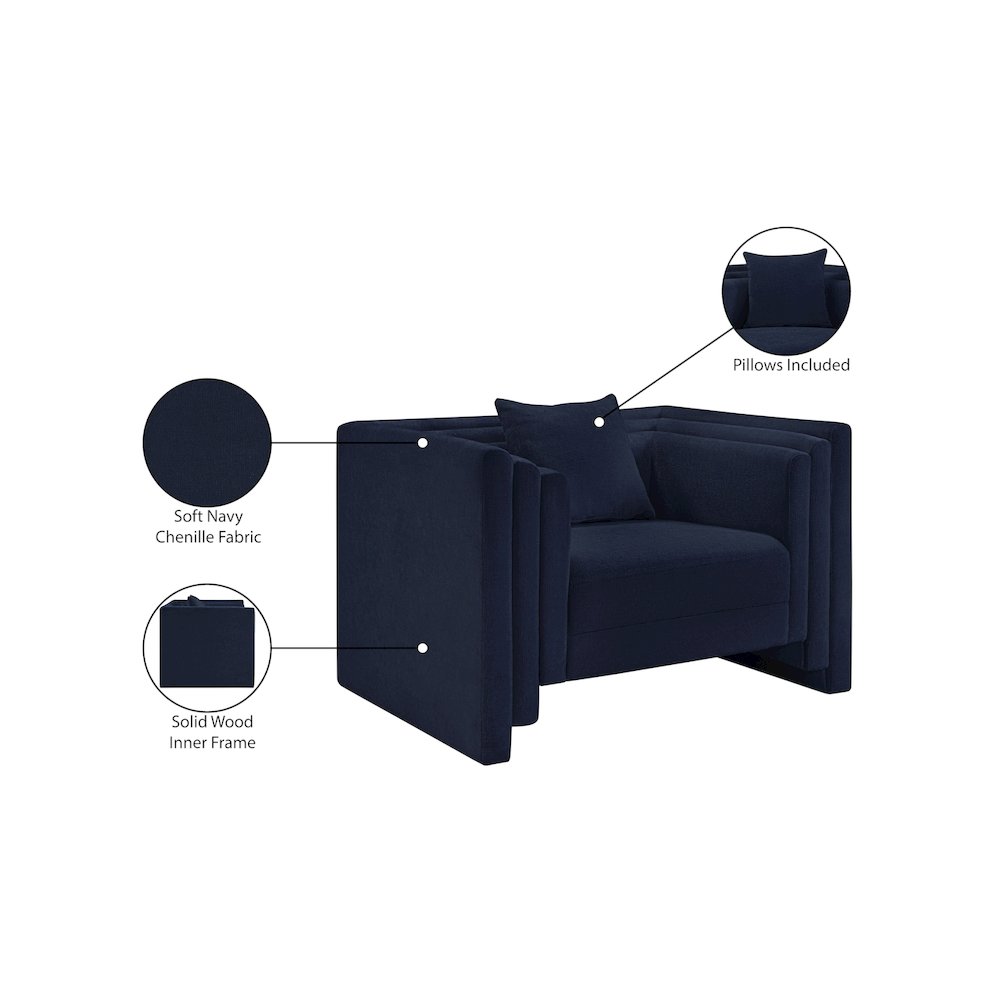 Everett Navy Chenille Fabric Chair