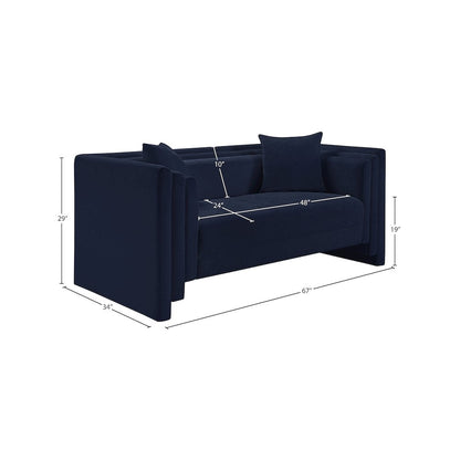Everett Navy Chenille Fabric Loveseat