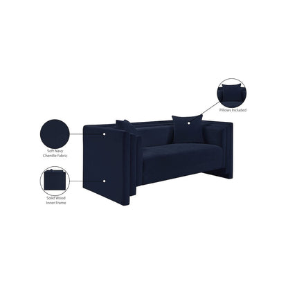 Everett Navy Chenille Fabric Loveseat