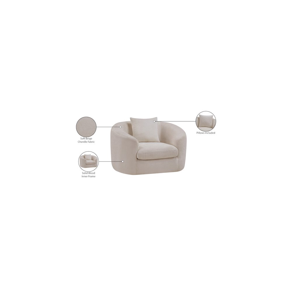 Penelope Beige Chenille Fabric Chair