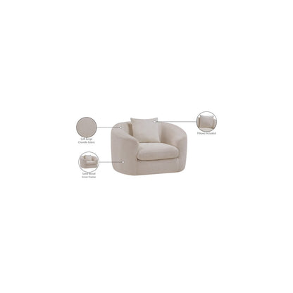 Penelope Beige Chenille Fabric Chair