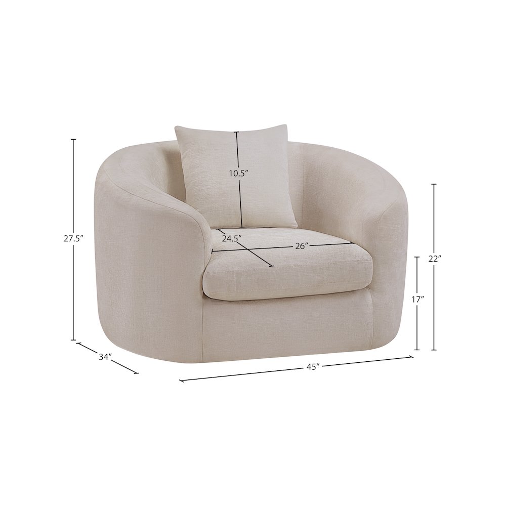 Penelope Beige Chenille Fabric Chair