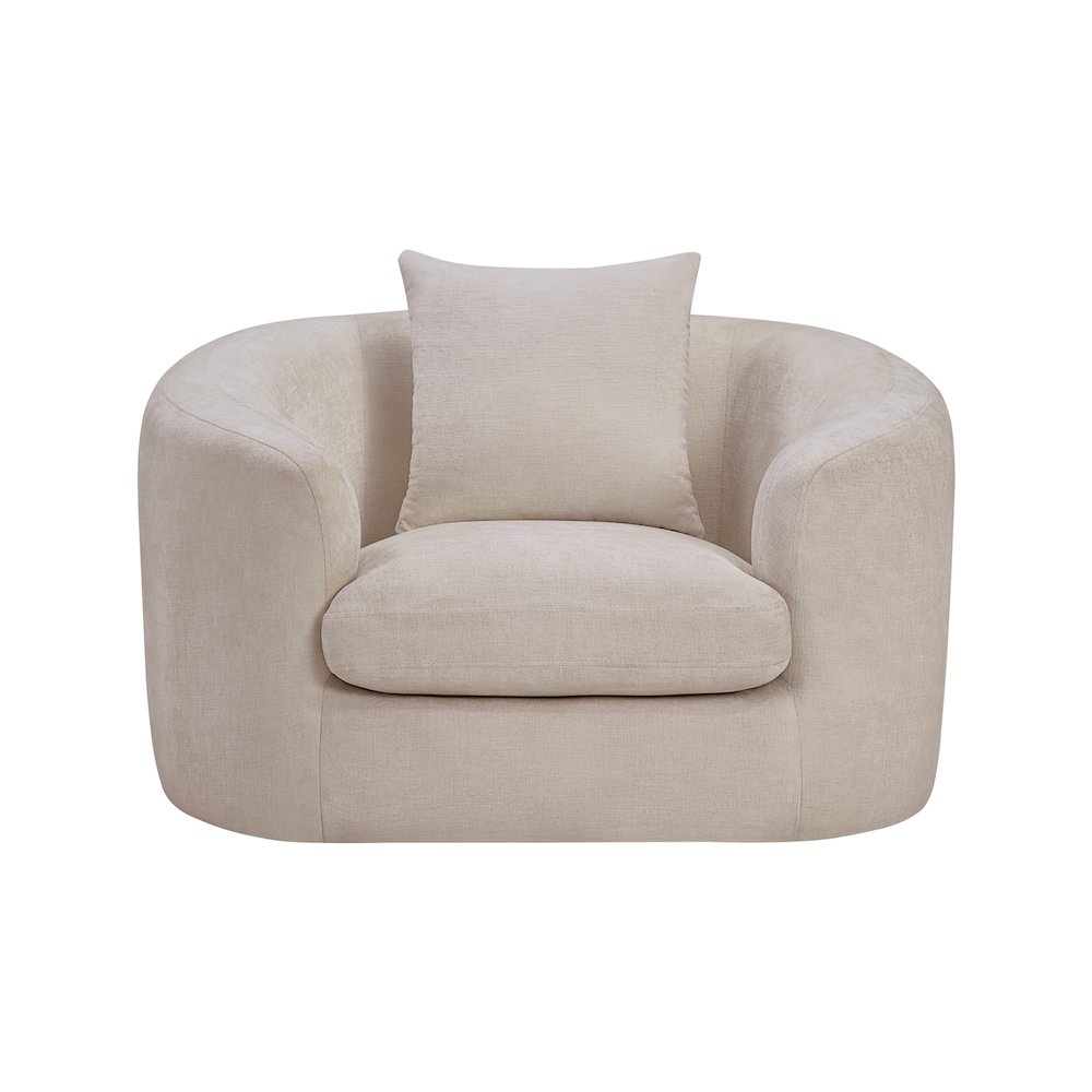 Penelope Beige Chenille Fabric Chair