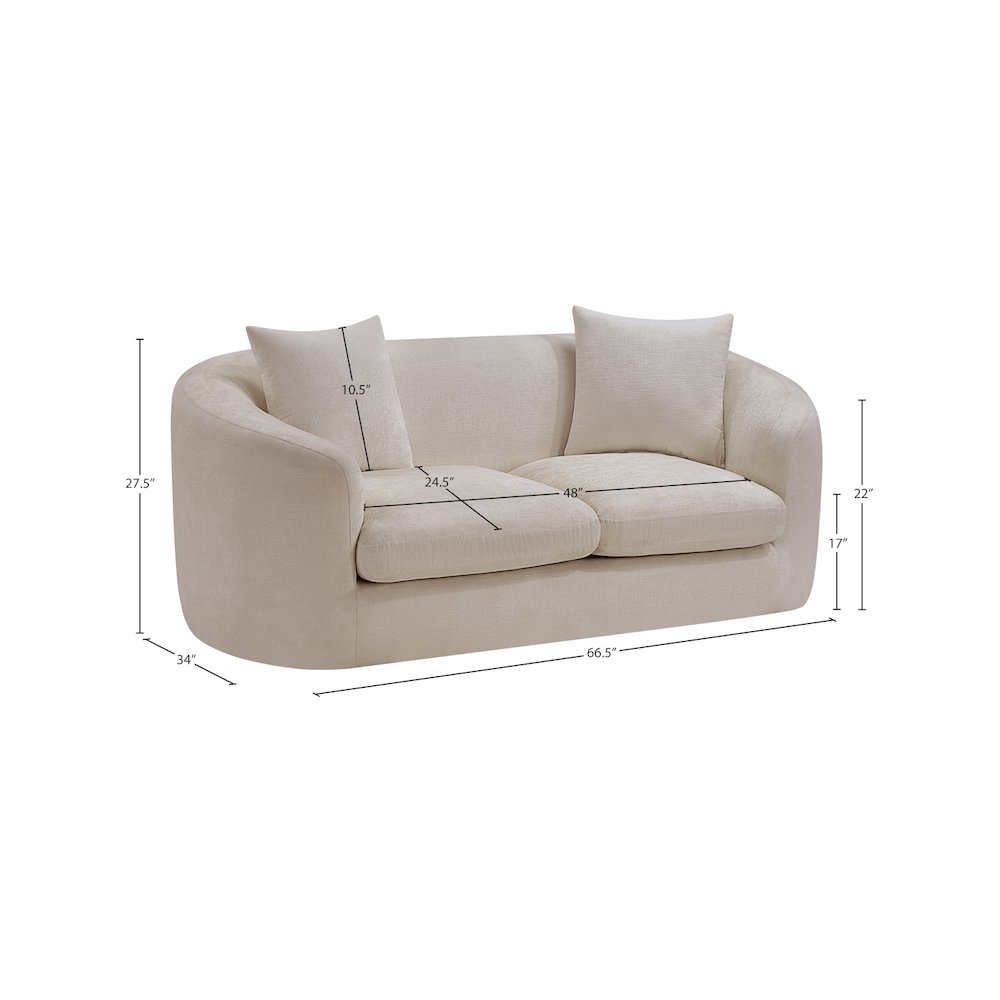 Penelope Beige Chenille Fabric Loveseat