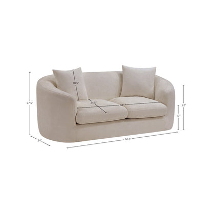 Penelope Beige Chenille Fabric Loveseat