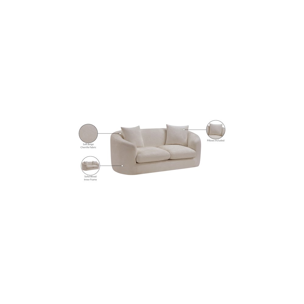 Penelope Beige Chenille Fabric Loveseat