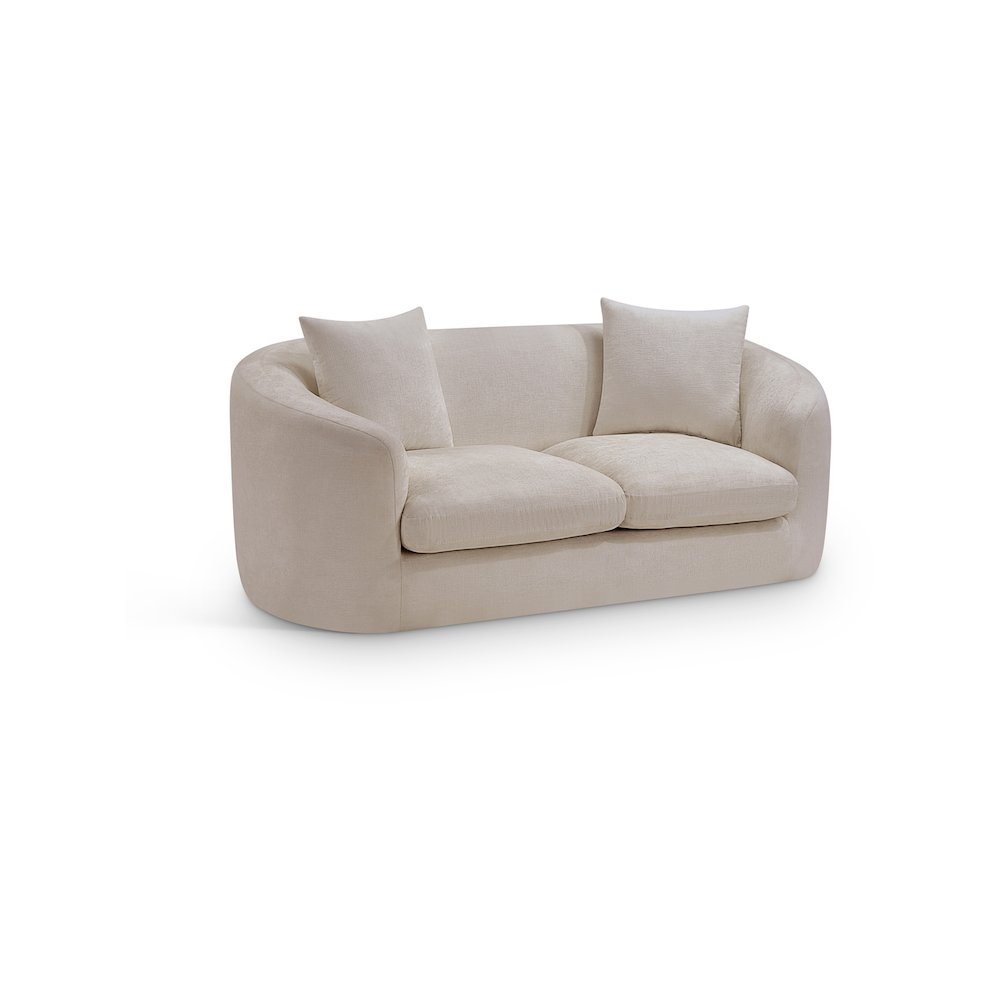 Penelope Beige Chenille Fabric Loveseat