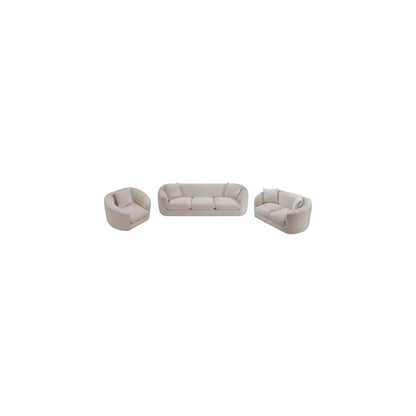 Penelope Beige Chenille Fabric Loveseat