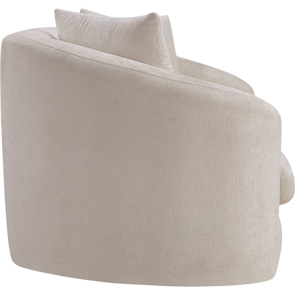Penelope Beige Chenille Fabric Loveseat