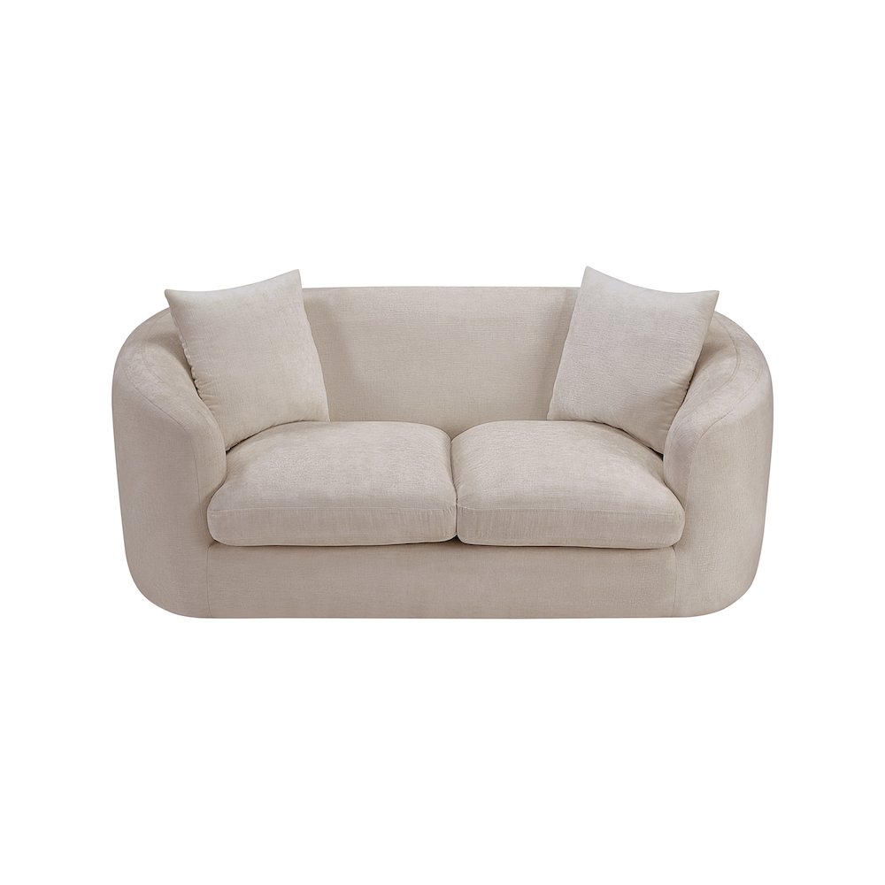 Penelope Beige Chenille Fabric Loveseat