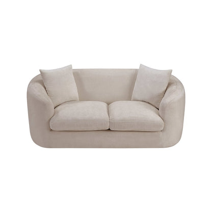 Penelope Beige Chenille Fabric Loveseat