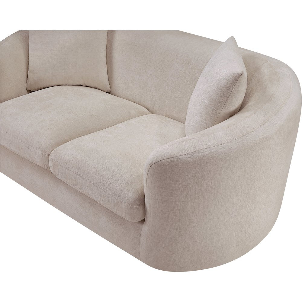 Penelope Beige Chenille Fabric Loveseat