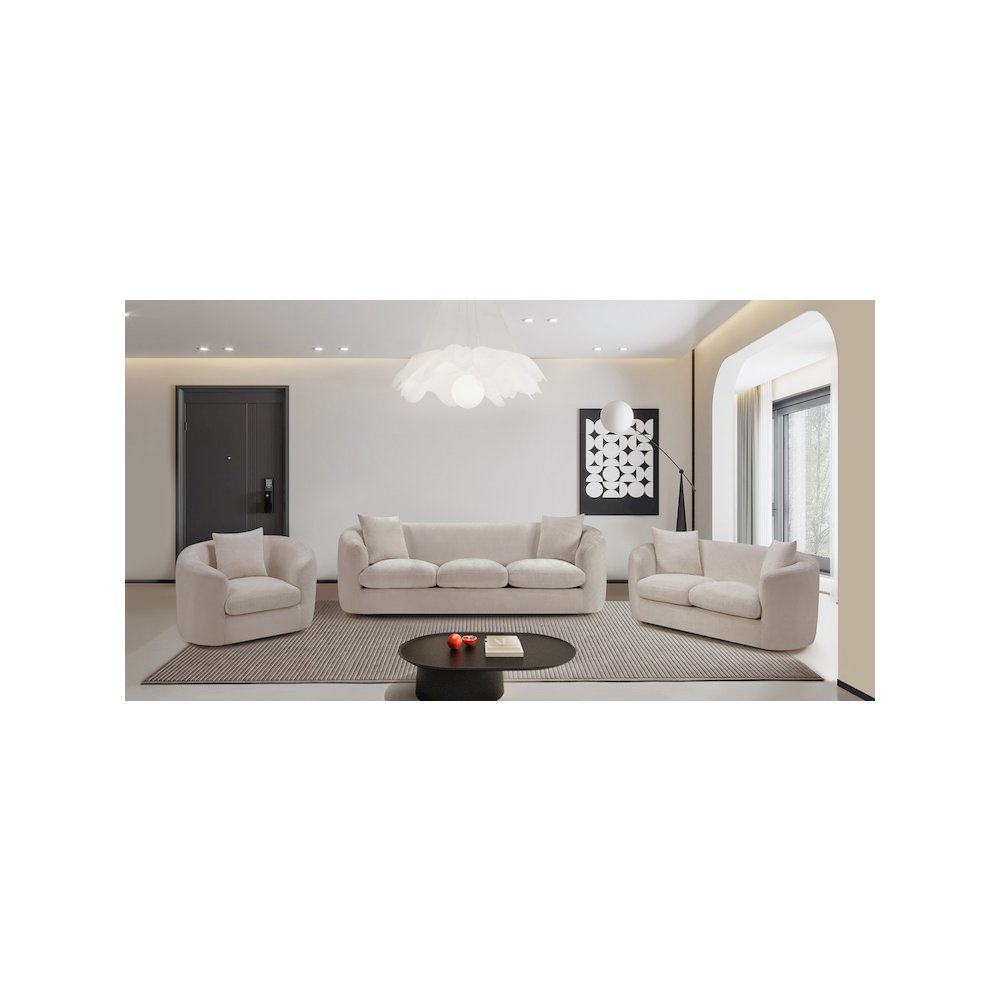 Penelope Beige Chenille Fabric Sofa