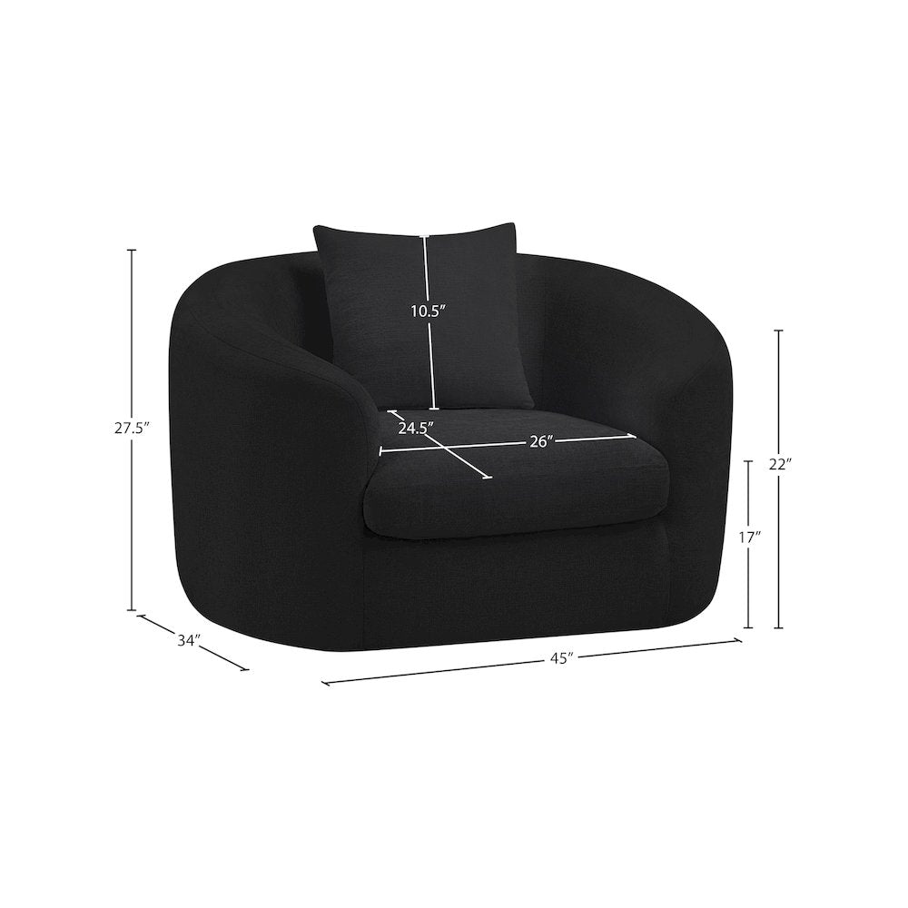 Penelope Black Chenille Fabric Chair