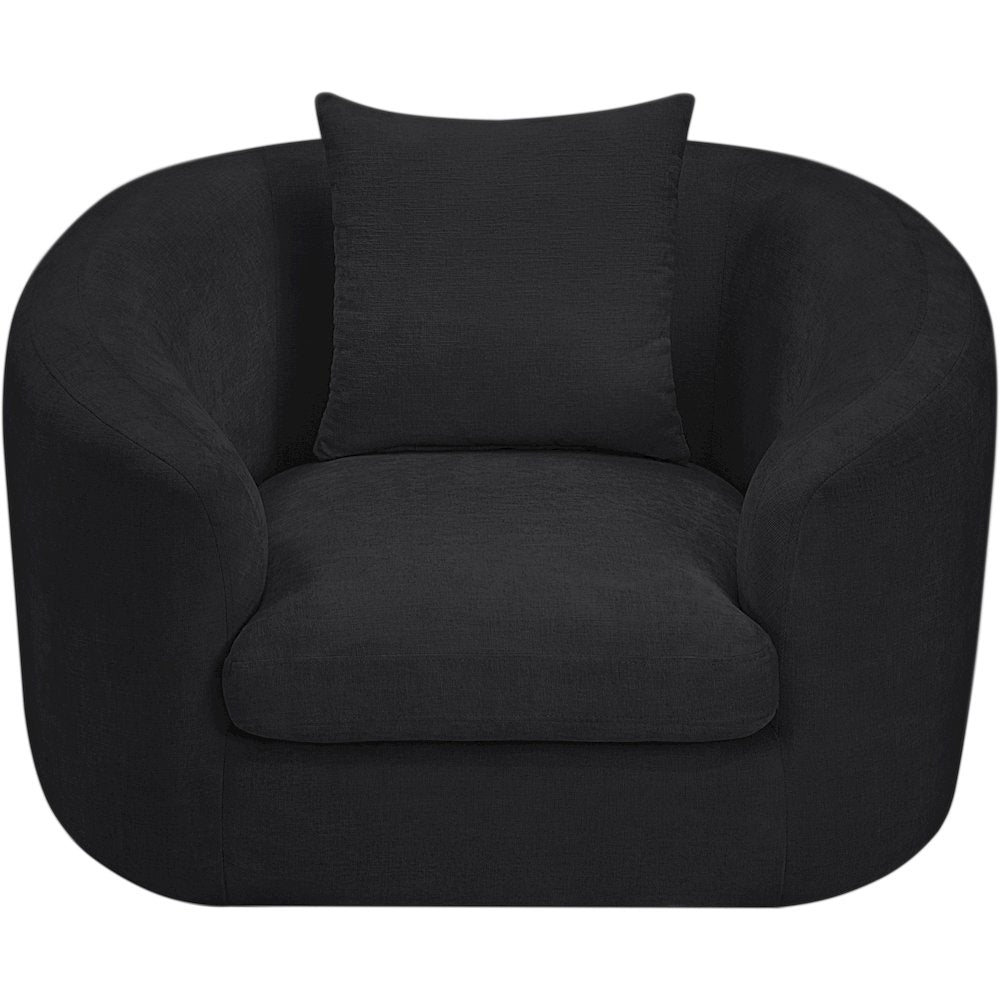 Penelope Black Chenille Fabric Chair