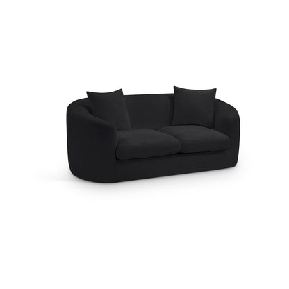 Penelope Black Chenille Fabric Loveseat