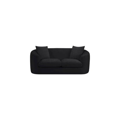 Penelope Black Chenille Fabric Loveseat