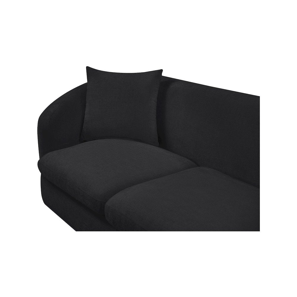 Penelope Black Chenille Fabric Loveseat