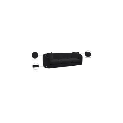 Penelope Black Chenille Fabric Sofa